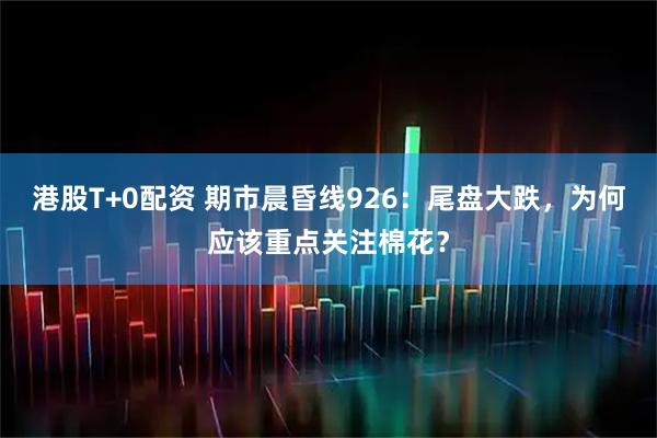 港股T+0配资 期市晨昏线926：尾盘大跌，为何应该重点关注棉花？